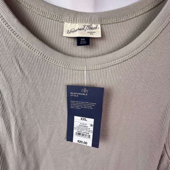 Universal Thread Womens XXL Taupe Ribbed Sleeveless Maxi Tank Dress Side Slit - Picture 3 of 5